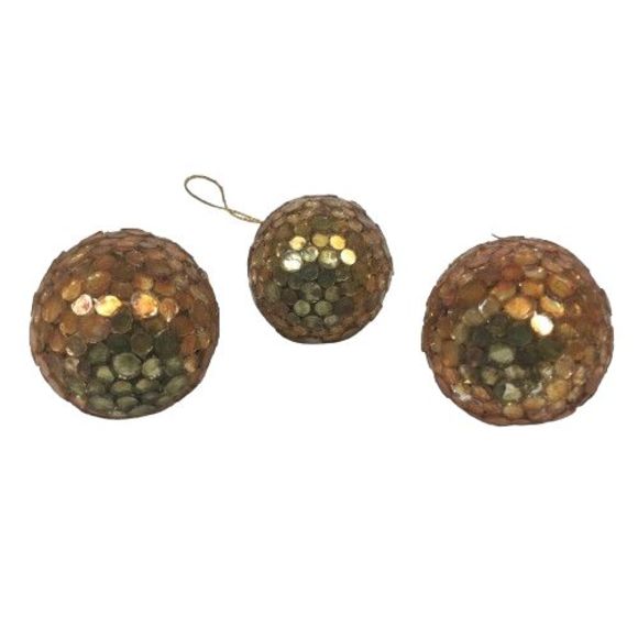 VTG Mosaic Glass Tile Pomegranate Christmas Tree Ornaments Lot 3 Multi-color Set - Picture 9 of 10